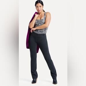 Betabrand Straight Leg Classic Dress Yoga Pants Charcoal Women's Medium